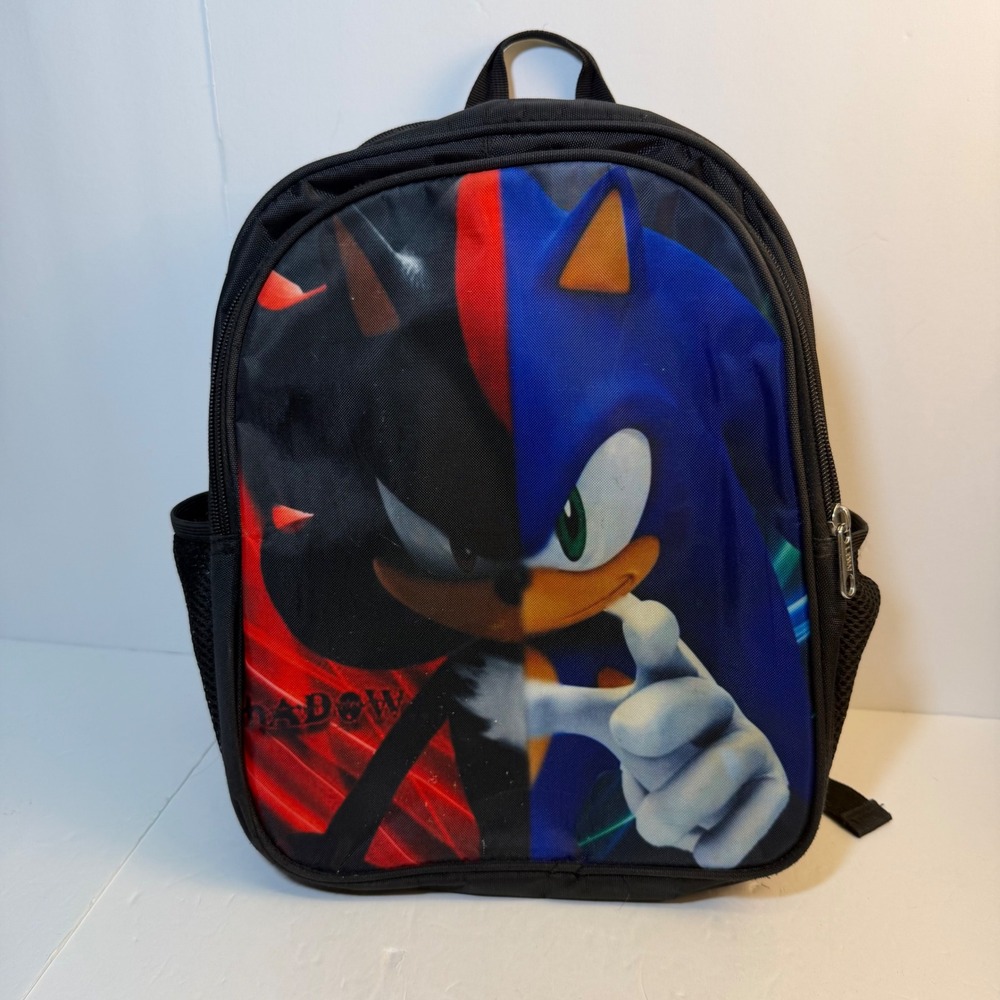 Sonic the Hedgehog Shadow Split Face Backpack Black Blue Red School Bag Sega
